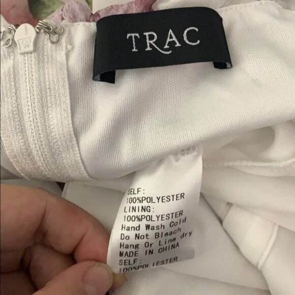 Trac Floral Off the Shoulder Maxi Dress S White Floral Zip Lined Adjustable - Picture 7 of 8